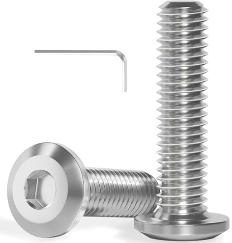 20 Stück M4x16 Schrauben, Flachkopfschrauben, Edelstahl A2 V2A, Innensechskant, Vollgewinde, mit Innensechskantschlussel