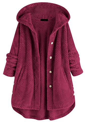 Donna Piumino Cappotto con cappuccio e tasca con bottone a maniche lunghe irregolare in pile da donna taglie forti Felpa Pile Bambina Giubbotto Primavera Donna