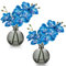 2 pcs Künstliche Orchideen Blau mit Schwarz Glasvase, Kunstpflanze Decor Orchideen Kunstblumen im Vase mit Real Touch Blüten, Gefälschte Orchideen Künstliche Bonsai für Hotel Wohnzimmer Büro Küche