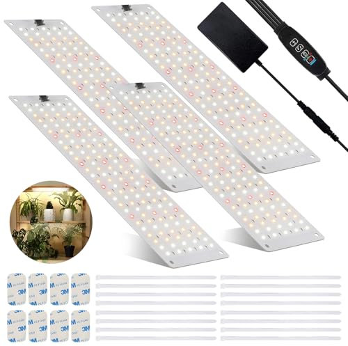 Journeyside 4 Piezas Lámpara de Planta, 540 Leds Lámpara de Cultivo,Lámpara de Planta de Espectro Completo con Temporizador 3/9/12H,Luz para Plantas de 10 Niveles Regulable para Plantas de Interior