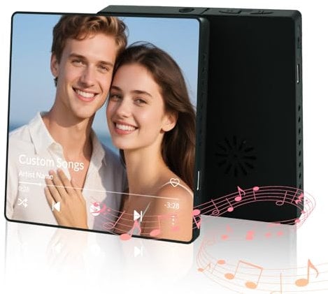 Personalised Music Fridge Magnet with Voice Recorder, Custom Spotify Song Photo Frame, Playable Magnetic Gift for Couples, Wedding, Anniversary, Birthday, Mum, Dad, Grandma, Grandpa (Style 1)