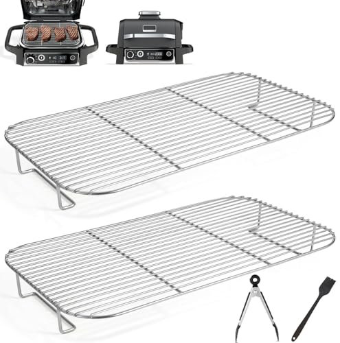 2 griglie in acciaio inox per barbecue Ninja Woodfire OG701EU per affumicare grandi pezzi di carne, Ninja Woodfire ruggine compatibile con grill elettrico Ninja Woodfire OG701EU, accessori Ninja