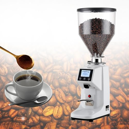 HEIHEIZI Professionelle Kaffeemühle, elektrisch mit 60mm Flachmahlwerk, 500ml/1500ml-Bohnentrichter, 19 unbegrenzte Mahlgrade, mit Touchscreen,1500ml-White
