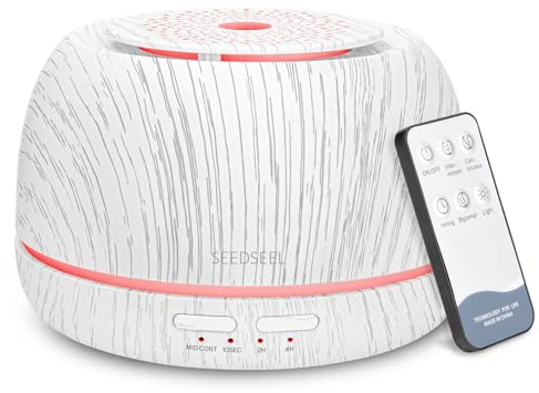 SEEDSEEL 300ML Essential Oil Diffuser, Aromatherapy Diffuser,with Remote Control, 7-Color LED Lights,8 Hours Run Time,Suitable for Home, Bedroom