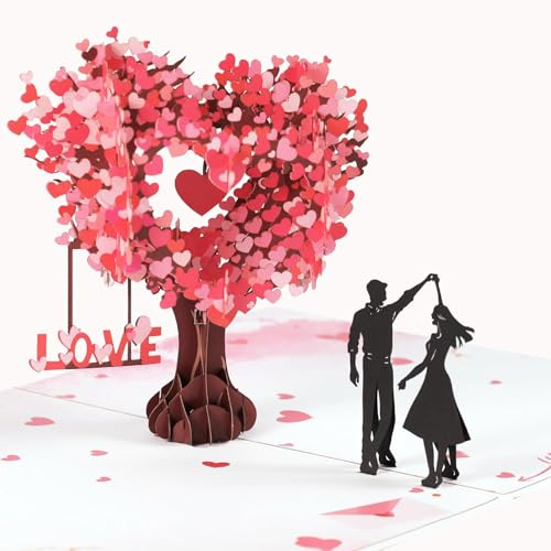 AIBAOBAO Hochzeitskarte Pop Up Liebesbaum Karte Hochzeit 3D Glückwunschkarte mit Umschlag, Romantische Valentinstagskarte,Hochzeitsgeschenk Verlobungsgeschenk ür Hochzeitstag, Jahrestag Valentinstag