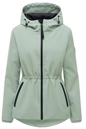 MARIKOO Damen Jacke (XS-3XL) wasserabweisend mit fester Kapuze, taillierbar - N127