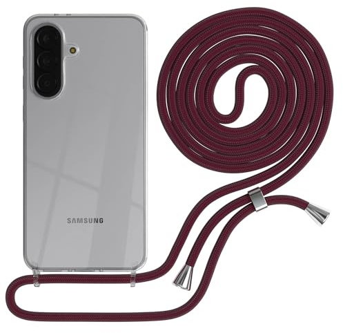 EAZY CASE Handykette kompatibel mit Galaxy A37 Handyhülle mit Umhängeband, Handykordel mit Schutzhülle, Silikonhülle, Hülle mit Band, Stylische Kette für Smartphones, Burgunder Rot