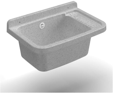 Lavandino pilozzo a muro da esterno colore granito kit incluso 50x35x24H cm