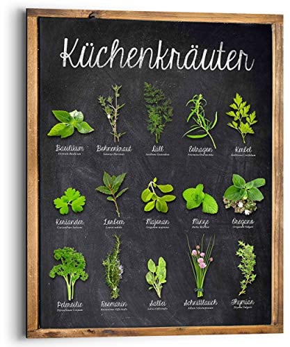 REINDERS Wandbild, Küchenkräuter, Küche, Bilder, Wanddeko, Room Decor, MDF, Grün, 50x40cm