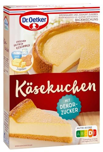 Dr. Oetker Käse Kuchen, 580 g, Backmischung für Käsekuchen, einfaches & gelingsicheres Backen, Backmischung für Teig und Belag für einen Käsekuchen, vegetarisch