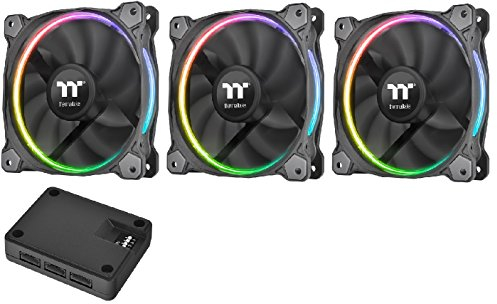 Thermaltake Riing 12 RGB - Pack de 3 Ventiladores con Software, Color Negro