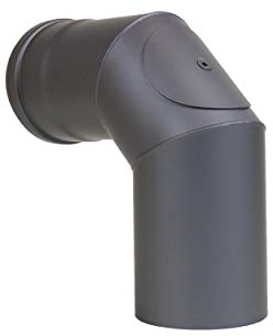 LANZZAS Pelletrohr Bogen 90° 2x abgewinkelt - Durchmesser 100 mm - Farbe: gussgrau - mit Reinigungsöffnung