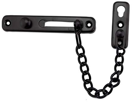 ULIFESTAR Serratura a catena in acciaio inox, resistente, per porta interna, senza chiave, aggiunge ulteriore sicurezza con molla antifurto a pressione, hardware per la sicurezza domestica (nero)