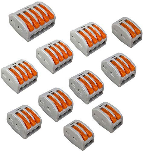 QitinDasen 45Pcs Leva-Dado Cavo Connettori Set, Connettore Conduttore Compatto, Morsettiera Cavo Connettore Molla Rapido (KV222-412/413 / 414/415)