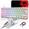 UK Layout 60% Mechanical Keyboard 62 Keys Blue Switch Wired USB C 14 Chroma RGB Backlit Gaming Keyboard + 6400DPI Ultra-Light Honeycomb Mouse + Large Mouse Pad, Compatible With PS4,Xbox,PC - White