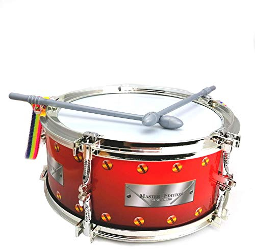 STUWU Marschtrommel 22 cm aus Kunststoff Kindertrommel Trommel mit Tragegurt 2 Schlagstöcken Kinderinstrument zum Musizieren Musikinstrument