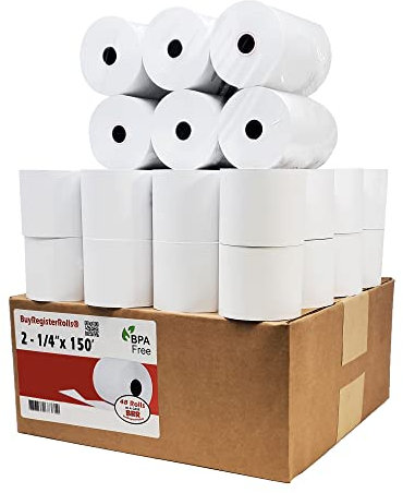 Taschenrechner-Papierrollen (50 Rollen, 55 g/m²), 5,7 cm x 45,7 m, 1-lagiges Bond-Bond-Papier für El-1750, 1801, P23, XE, A155, A152, A150 A130 ER. C 340 380 322 ER 250 220
