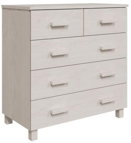 vidaXL Sideboard 5 Schubladen Kommode Anrichte Schrank Beistellschrank Schubladenschrank Schubladenkommode Weiß 79x40x80cm Massivholz Kiefer