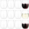 LOLYSIC Lot de 12 verres à vin en plastique transparent incassable, incassable, sans pied, pour fêtes de Noël, camping, pique-nique - 350 ml