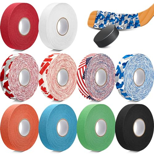 Meooeck 10 Rolls Clear Hockey Tape Adhesive,27 Yard,Multicolors