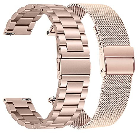 TRUMiRR Compatibile con Garmin Vivoactive 5/Vivomove Trend/Vivomove Sport/Venu Sq 2 Music/Venu Sq Music/Venu 2 Plus 43 mm Cinturino, Cinturino in metallo in acciaio inossidabile tessuto a rete