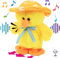 Hopearl Juguete de pato cantante que habla repite lo que dices paseando, juguete animado eléctrico interactivo, regalo de peluche para niños pequeños, amarillo, 8 pulgadas
