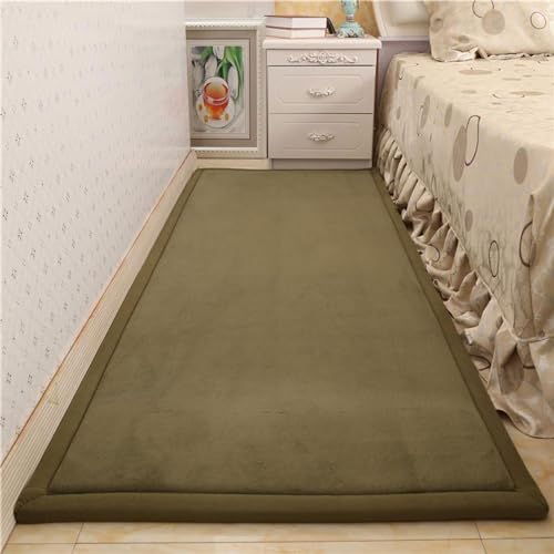 ZIKGER korallen Samtmatte,Kinder Spielmatte Weich Teppiche Tatami for Schlafzimmer, Yogamatte und Übungsauflage geeignet- Tea green-100 * 200cm