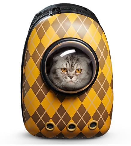 Travel Cat x Argylle Rucksack Carrier - Fluggesellschaft zugelassene Katzentrage für kleine Katzen, Kätzchen - Premium Argylle inspirierter Katzenrucksack für Outdoor, Reisen, Wandern (Argylle Replica
