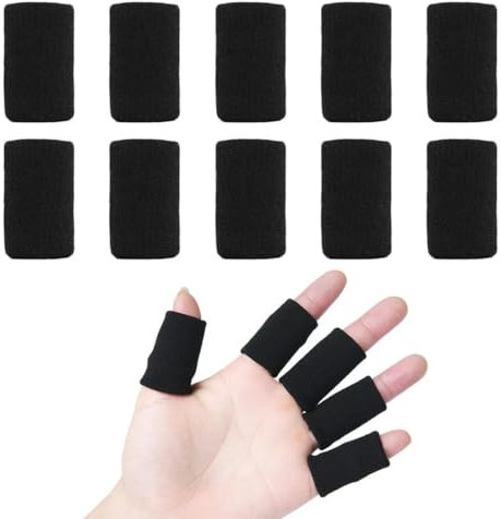 Pack of 10 Elastic Sleeves Finger Protectors Elastic Black Finger Protectors Compression Support Finger Bandage Expandable Finger Bandage