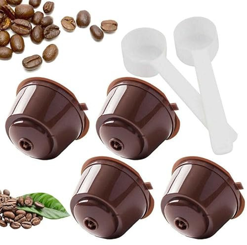 Lot de 4 capsules de café rechargeables pour dosettes de filtre Dolce Gusto Nescafe réutilisables