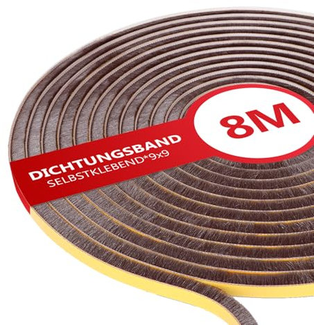 XEEINC 8m Guarnizione a Spazzola Autoadesiva, 9mm(L) X 15mm(P) Guarnizione Porta Finestra, Paraspifferi Guarnizione per Porta Blindata, Isolamento Acustico, Anti-Collisione - Marrone