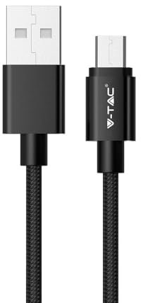 WatioWave Cable micro USB trenzado de nylon de 1m en color negro, ideal para cargar y transferir datos en dispositivos móviles y tecnología.
