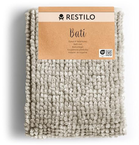 RESTILO Badematte 60 x 90 cm Badteppich Badvorleger rutschfest Bati Beige