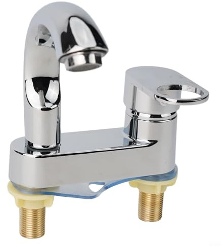Robinet d'évier rotatif pour salle de bain avec raccord double trou pour eau chaude et froide