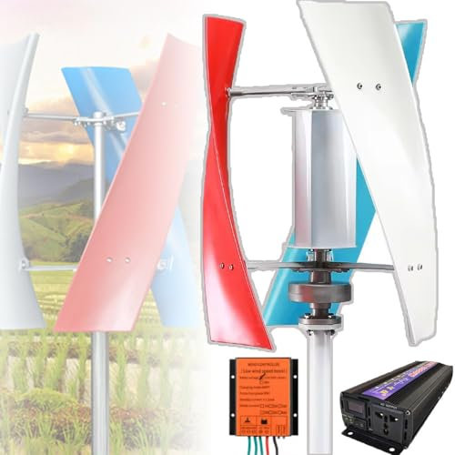 Generatore Eolico a levitazione Magnetica da 12 V/24 V/48 V - ASSE Verticale da 5 kW con regolatore MPPT e Inverter, 3 Colori, Ideale per Uso Domestico e Stradale