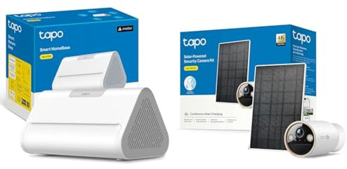 Tapo Hub Intelligent pour la Maison H500 avec Caméra de Surveillance Extérieure 4K 8MP avec Panneau Solaire Tapo C460 KIT, Alarme intégrée, Vision Nocturne, Détection AI Gratuite, Batterie 10000mA