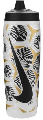 Nike Refuel Bottle 24oz 709 ml Trinkflasche Sportflasche Training Fitness Graphic, Clear/Black/Flt Gold/Flt Silver/Black
