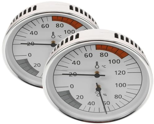Sewroro 2 Stück Pack Sauna Thermometer Hygrometer Hitzebeständig Großes Ablesbares Display Präzises Sauna Feuchtigkeits und Temperaturmessgerät für Dampfbäder und Saunaräume