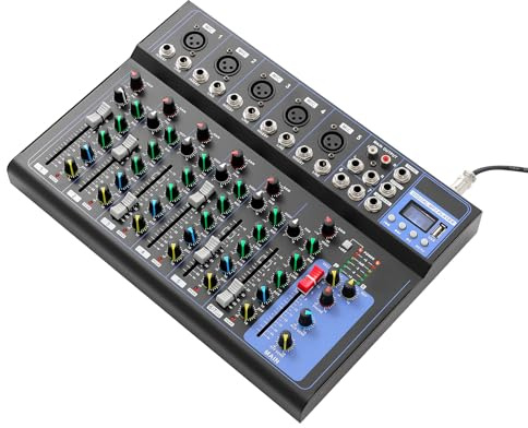 Professioneller Mixer 7-Kanal-Mixer Professionelles Bluetooth Audio DJ Audiomischpult DJ-Mischpult 20Hz-20kHz Controller Stereo-Equalizer für die Aufnahme