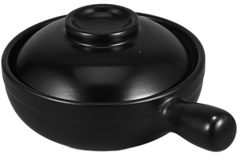 FUOYLOO Pentola in Terracotta 600 Ml con Coperchio, Pentola Giapponese Donabe per Riso e Stufati, Resistente Alte Temperature, per Cucina Asiatica e Riunioni Familiari