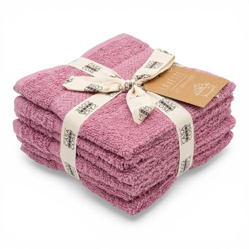 LA CASA DELLE COSE Set 6 Lavette Viso 100% Cotone Spugna 33x33 cm 555 GSM – Asciugamani Piccoli Bagno Morbidi e Assorbenti – Lavette Grandi Premium Colorate per Mani e Viso (Rosa Ciclamino)