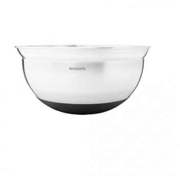 Brabantia 363863 Rührschüssel, Edelstahl mit hitzebeständigem Silikonboden 3.0 Liter