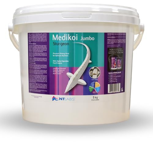 NT Labs Medikoi Sturgeon Multi-Season Jumbo 8mm Pellets (5kg) | Fast-sinking sturgeon feed utilises highly digestible proteins for year round feeding to maximise nutrient uptake.