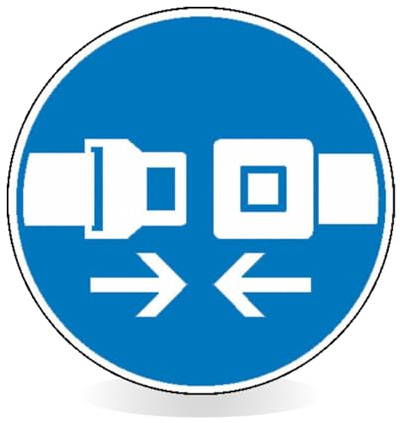Betriebsausstattung24 Gebotsschild Sicherheitsgurt benutzen - PVC-Folie, selbstklebend - 20,0 cm Ø - Symbolschild - blau/weiß