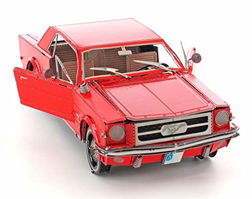Fascinations Metal Earth Metallbausätze - Sportwagen Ford Mustang Red 1965, lasergeschnittener 3D-Konstruktionsbausatz, 3D Metall Puzzle, DIY Modellbausatz mit 2 Metallplatinen, ab 14 Jahre