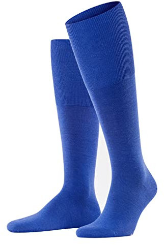 FALKE Herren Kniestrümpfe Airport M Kh Wolle Baumwolle lang einfarbig 1 Paar, Blau Sapphire 6055, 39-40