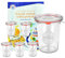 6er Set Original WECK 3/4-Liter Sturzglas, 850 ml, Rundrandglas RR100 + Glasdeckel + Dichtring + Weck-Klammern + GRATIS Rezeptheft, Einmachglas, Einkoch-Set, Einlegen, Einwecken + Konservieren, Glas
