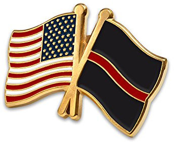 Armed Forces Depot Feuerwehr dünne rote Linie Fahne mit USA Flagge Pin