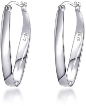 Philip Jones Sterling Silver 30mm Oval Hoop Earrings