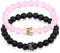 Feilok Charm Couple King & Queen Crown Armbänder Freundschaft Armbänder 8mm Perlen Bangle Strech Armband Partnerarmbänder BFF Ketten für 2 Mädchen 2er Set Gold Strech Schmuck Set